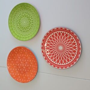 Annovero Set Of 4 Multicolor Porcelain Dinner Plates 10.5" Orange Green